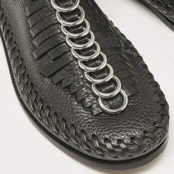 Alexander Wang Black Leather Fringe Montana Ankle Boots Size 38