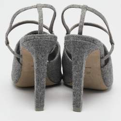 Alexander Wang Grey Wool Fabric Maryna Peep Toe Slingback Sandals Size 38