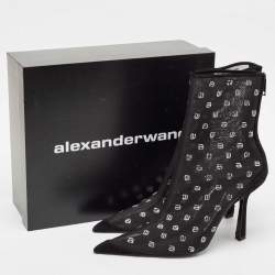 Alexander Wang  Black Mesh and Suede Delphine Ankle Boots Size 41