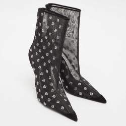 Alexander Wang  Black Mesh and Suede Delphine Ankle Boots Size 41