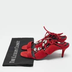 Alexander Wang Red Suede Studded Slide Sandals Size 37