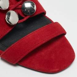 Alexander Wang Red Suede Studded Slide Sandals Size 37