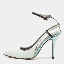 Alexander Wang Blue/Metallic Leather Lovisa Ankle Wrap Pumps Size 36