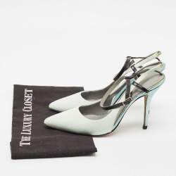 Alexander Wang Blue/Metallic Leather Lovisa Ankle Wrap Pumps Size 36