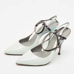 Alexander Wang Blue/Metallic Leather Lovisa Ankle Wrap Pumps Size 36