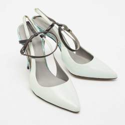 Alexander Wang Blue/Metallic Leather Lovisa Ankle Wrap Pumps Size 36