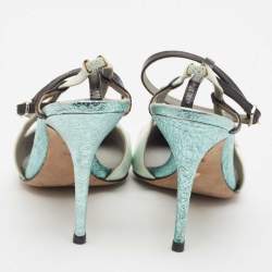 Alexander Wang Blue/Metallic Leather Lovisa Ankle Wrap Pumps Size 36