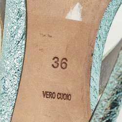 Alexander Wang Blue/Metallic Leather Lovisa Ankle Wrap Pumps Size 36