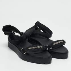 Alexander Wang Black Nubuck Leather Flat Sandals Size 37