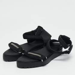Alexander Wang Black Nubuck Leather Flat Sandals Size 37