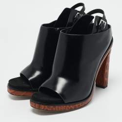 Alexander Wang Black/Brown Croc Embossed and Leather Kendra Mules Size 37
