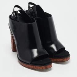 Alexander Wang Black/Brown Croc Embossed and Leather Kendra Mules Size 37