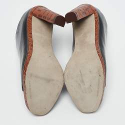 Alexander Wang Black/Brown Croc Embossed and Leather Kendra Mules Size 37