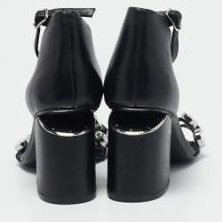 Alexander Wang Black Leather Abby Crystals Ankle Strap Sandals Size 37