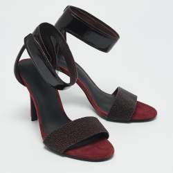 Alexander Wang Burgundy Leather and Suede Antonia Ankle Strap Sandals Size 37