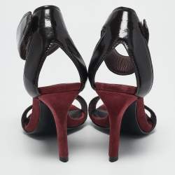 Alexander Wang Burgundy Leather and Suede Antonia Ankle Strap Sandals Size 37