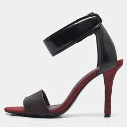 Alexander Wang Burgundy Leather and Suede Antonia Ankle Strap Sandals Size 37