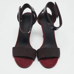 Alexander Wang Burgundy Leather and Suede Antonia Ankle Strap Sandals Size 37