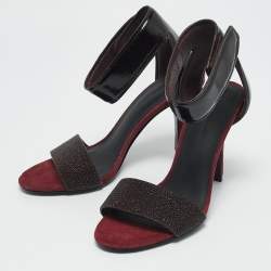 Alexander Wang Burgundy Leather and Suede Antonia Ankle Strap Sandals Size 37