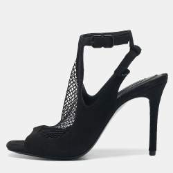 Alexander Wang Black Mesh and Suede Ankle Strap Sandals Size 37