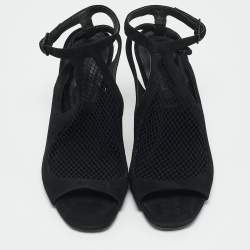 Alexander Wang Black Mesh and Suede Ankle Strap Sandals Size 37