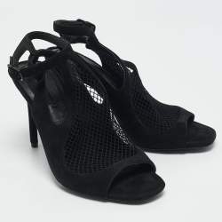 Alexander Wang Black Mesh and Suede Ankle Strap Sandals Size 37