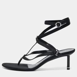 Alexander Wang Black Satin Kit Ankle Tie Sandals Size 40