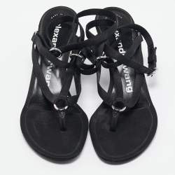 Alexander Wang Black Satin Kit Ankle Tie Sandals Size 40