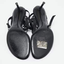 Alexander Wang Black Satin Kit Ankle Tie Sandals Size 40