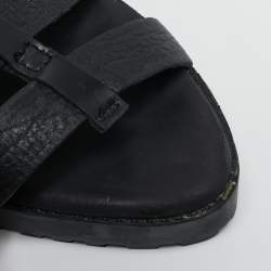 Alexander Wang Black Croc Embossed Leather and Leather Ankle Strap Sandals Size 37