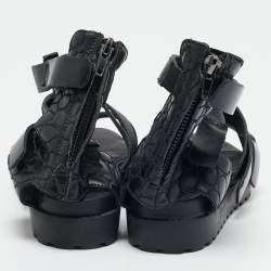 Alexander Wang Black Croc Embossed Leather and Leather Ankle Strap Sandals Size 37