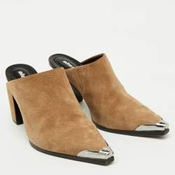 Alexander Wang Brown Suede Block Heel Pointed Toe Mules Size 39