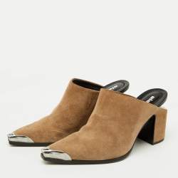 Alexander Wang Brown Suede Block Heel Pointed Toe Mules Size 39