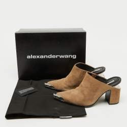 Alexander Wang Brown Suede Block Heel Pointed Toe Mules Size 39