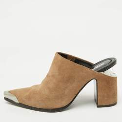 Alexander Wang Brown Suede Block Heel Pointed Toe Mules Size 39