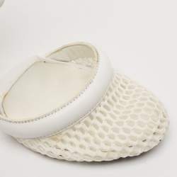 Alexander Wang White Leather and Mesh Ankle Wedge Ankle Strap Pumps Size 37