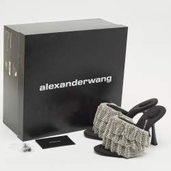 Alexander Wang Black Fabric Crystal Embellished Nala Slide Sandals Size 36