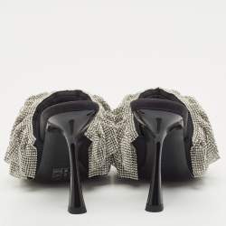 Alexander Wang Black Fabric Crystal Embellished Nala Slide Sandals Size 36