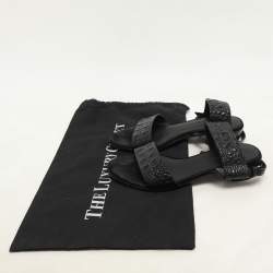 Alexander Wang Black Croc Embossed Leather Slingback Sandals Size 36
