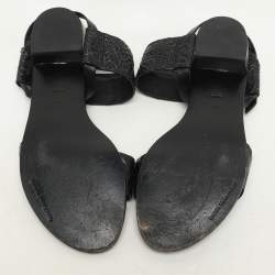 Alexander Wang Black Croc Embossed Leather Slingback Sandals Size 36