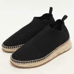 Alexander Wang Black Knit Fabric Dylan Espadrille Flats Size 37