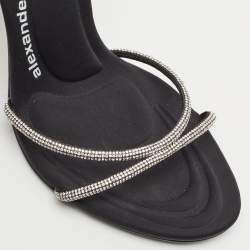 Alexander Wang Black Suede Crystal Embellished Dahlia Sandals Size 38