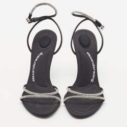 Alexander Wang Black Suede Crystal Embellished Dahlia Sandals Size 38