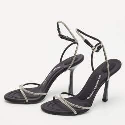 Alexander Wang Black Suede Crystal Embellished Dahlia Sandals Size 38