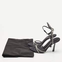 Alexander Wang Black Suede Crystal Embellished Dahlia Sandals Size 38