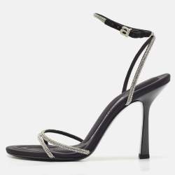 Alexander Wang Black Suede Crystal Embellished Dahlia Sandals Size 38