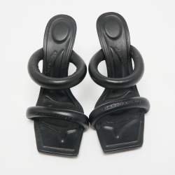 Alexander Wang Black Leather Julie Tubular Slide Sandals Size 39