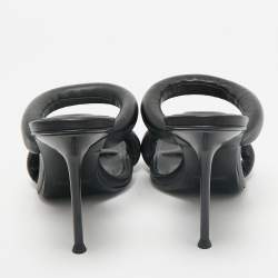 Alexander Wang Black Leather Julie Tubular Slide Sandals Size 39