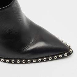 Alexander Wang Black Leather Eri Studded Pointed Toe Mules Size 37