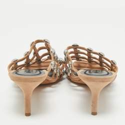 Alexander Wang Nude Suede Sadie Studded Caged Mule Sandals Size 39